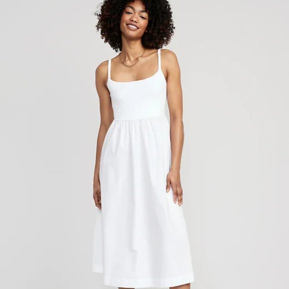 Old Navy | Dresses | White Calla Lillies Fit Flare Combination Midi ...